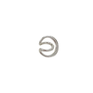 Minimalist double-layer silver ear cuff with polished metallic finish for women