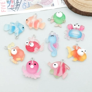 Colorful resin ocean animal charms with macaron gradient for DIY jewelry making