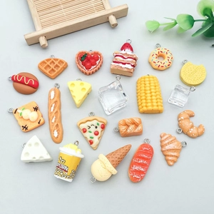 Mix of 20 resin miniature food charms including cakes and donuts for DIY jewelry making