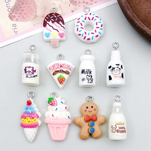 Set of 10 assorted resin ice cream and donut charms for DIY jewelry making