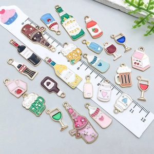 Assorted enamel alloy beverage bottle charms for DIY necklaces and bracelet jewelry making