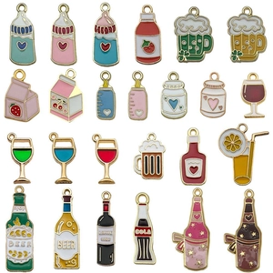 Colorful enamel drink and wine bottle pendants for DIY jewelry making