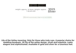 Detailed size specifications for S925 silver lily of the valley earrings 16.4mm high