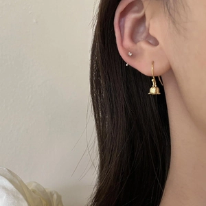 Elegant gold lily of the valley earrings with a minimalist floral drop hook design