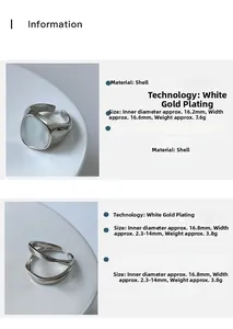 Detalle de anillos de plata S925 con incrustación de nácar y líneas entrelazadas