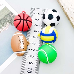 PVC sports ball charms including basketball, soccer, and tennis for DIY crafts jewelry