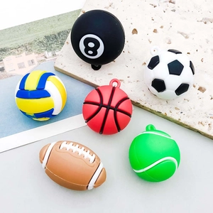 Mixed PVC sports ball charms featuring football, basketball and tennis for DIY accessories