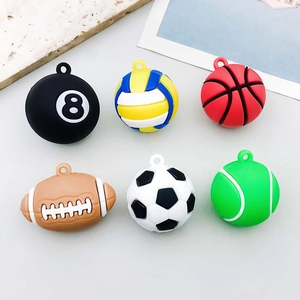Sporty DIY Ball Pendants For Jewelry Making Plastic Resin Basketball Soccer Volleyball Tennis Rugby Pool Ball Craft Findings