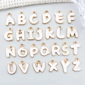 White Enamel Alphabet A-Z Initial Charms Gold Plated Zinc Alloy Letter Pendants For DIY Necklace Bracelet Jewelry Making Accessories