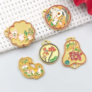 Pendentifs lotus en émail chinois traditionnels pour bracelets et colliers DIY bijoux
