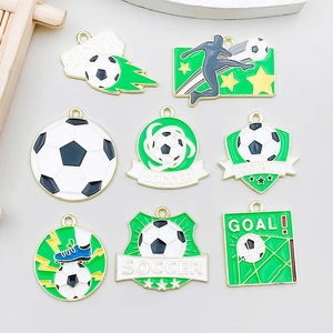 Alloy Enamel Soccer Football Pendants For DIY Necklace Bracelet Sport Theme Jewelry Making Findings Mixed Charms Set