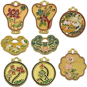 Pendentifs traditionnels chinois en émail motif lotus pour création de bijoux DIY
