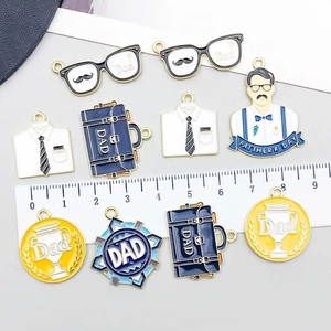 Father's Day alloy enamel charms set for DIY jewelry with size ruler measurement