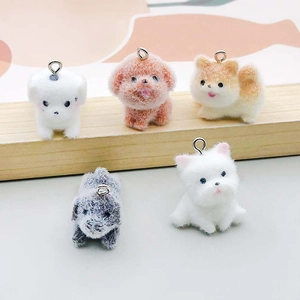 Pendentifs Chiot en Résine Flocage Mignons Accessoires de Bijoux DIY Breloques Animal Chien Teddy pour Bracelet Collier