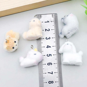 Flocked colorful animal charms including unicorn and bears for DIY jewelry making