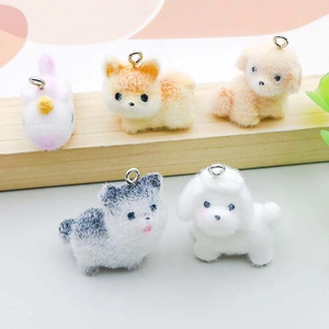 Cartoon Flocked Resin Animal Pendants For DIY Bracelet Necklace Dog Unicorn Llama Charm Jewelry Making Accessory