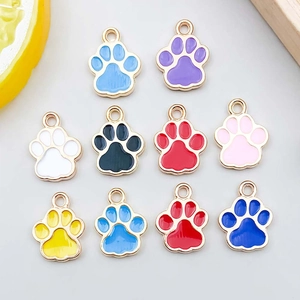 Zinc Alloy Colorful Drip Oil Enamel Cat Paw Charms Animal Footprint Pendants For DIY Necklace Bracelet Jewelry Making Accessories