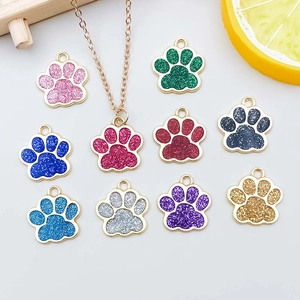 Ciondoli colorati a zampa di gatto in oro KC con smalto glitter per gioielli DIY
