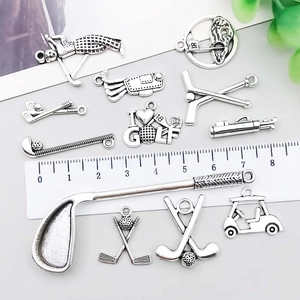 Golf athlete pendants in antique silver finish for DIY jewelry and necklaces