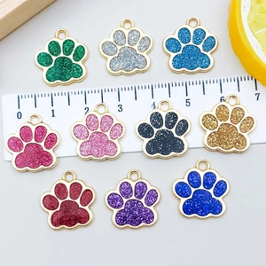Ciondoli a zampa di gatto in 10 colori glitterati con placcatura oro KC e anelli tondi