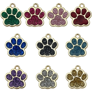 Ciondoli a zampa glitterati in lega per gioielli fai da te in 10 colori assortiti