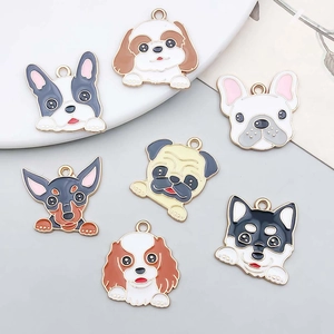 Pendentifs chiens en émail coloré avec motifs bouledogue et carlin pour bijoux DIY