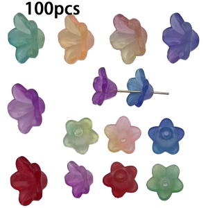 100pcs colorful frosted acrylic trumpet flower pendants for DIY jewelry making