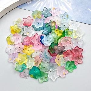 Mix of 100 matte acrylic sakura flower petals with gold foil for DIY jewelry making