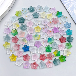 Mixed colorful frosted acrylic cherry blossom charms for DIY jewelry making