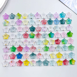 Acrylic Cherry Blossom Flower Beads For DIY Jewelry Making Colorful Frosted Floral Charms With Gold Foil Handmade Accessory