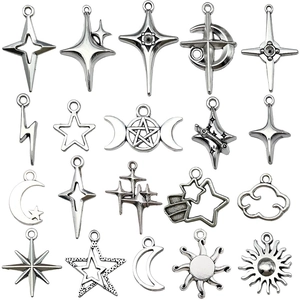 20pcs antique silver celestial charms set with moon stars and clouds for DIY jewelry making