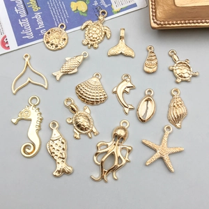 Lot de breloques dorées d'animaux marins, tortues et étoiles de mer pour la création de bijoux DIY