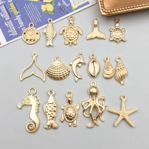 Lot de breloques animaux marins dorés hippocampe étoile de mer coquillage pour bijoux DIY