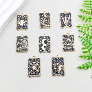 Mystische Tarotkarten Anhänger Zinklegierung Öltropfen Emaille Charms Für DIY Halskette Armband Schmuckherstellung Zubehör