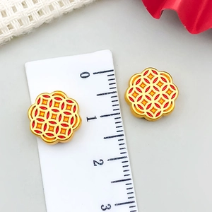 Traditional red Chinese knot pendant in matte gold finish for DIY jewelry making 12mm
