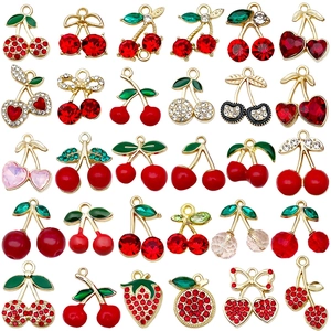 Obst-Anhänger aus Zinklegierung mit Strass für DIY-Halsketten und Armbänder