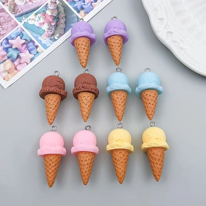 Colorful Resin Ice Cream Cone Pendants Cartoon Food Charms For DIY Bracelet Necklace Jewelry Making Handmade Accessories Women Jewelry