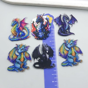 Set of 6 double-sided acrylic dragon pendants for DIY jewelry making with ruler scale