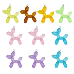 Colorful resin balloon dog charms for DIY jewelry making with metallic loops