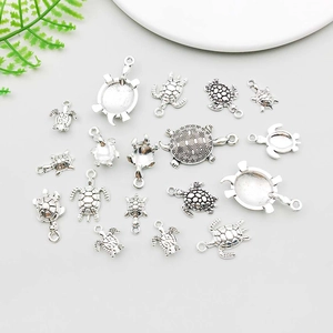 Detailed collection of silver turtle alloy charms for DIY jewelry making and pendants