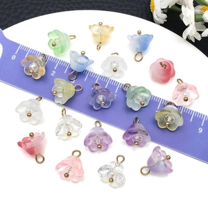 Pastel Lily of the Valley glass flower charms with gold loops for DIY jewelry making