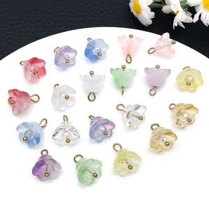 Frosted glass lily of the valley flower pendants in various gradient colors for DIY jewelry