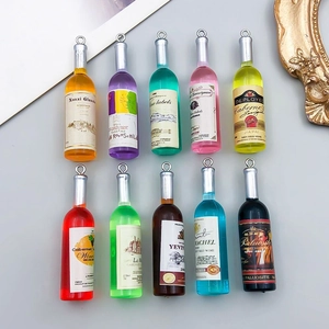 Simulierte Harz Weinflasche Anhänger Miniatur Flasche Charms Für DIY Schlüsselanhänger Schmuckherstellung Dekorative Zubehör