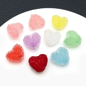 Colorful sugar-coated acrylic heart pendants for DIY jewelry making in various matte shades