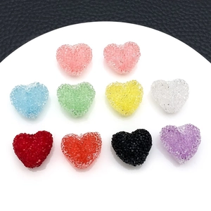 Frosted Acrylic Heart Pendants Sugar Texture Crystal DIY Beads Charms For Bracelet Necklace Jewelry Making Sweet Style