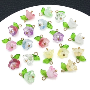 Colorful lily of the valley flower charms in translucent resin for DIY jewelry making