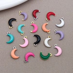 Colorful enamel moon pendants in stainless steel gold finish for DIY jewelry making