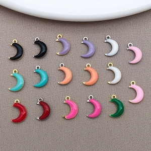 Stainless Steel Enamel Moon Pendant Mini Crescent Moon Charms For DIY Necklace Bracelet Jewelry Making Supplies Multi Colors