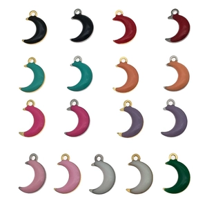 Various colorful stainless steel crescent moon enamel charms for DIY jewelry making