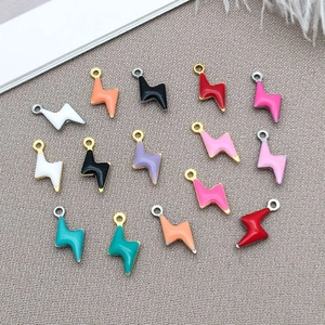 Colorful enamel lightning bolt pendants for DIY jewelry making in various vivid colors